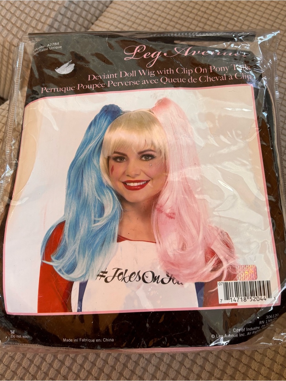 Avenue Deviant Doll costume wig blonde bob with detachable clip on ponytails
